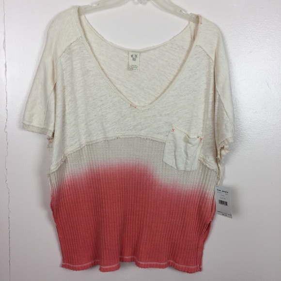 Free People Ombré Mixed Print Orange Top Sz XS - Picture 1 of 8